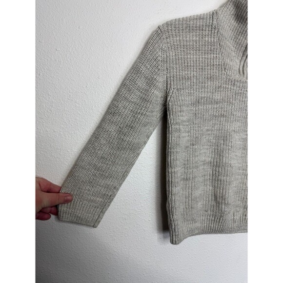 H&M Kids 5T Half Zip Cable Knit Sweater Gray Mock Neck Long Sleeve Cotton - Picture 5 of 9